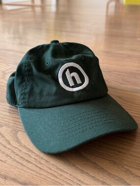 Hidden “Dad cap” Green Baseball Cap with White Circular 'h' Logo